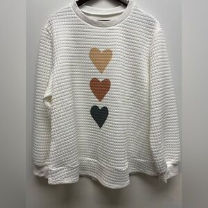 4 for $25 🌸 Women's Heart Patterned Sweater - White